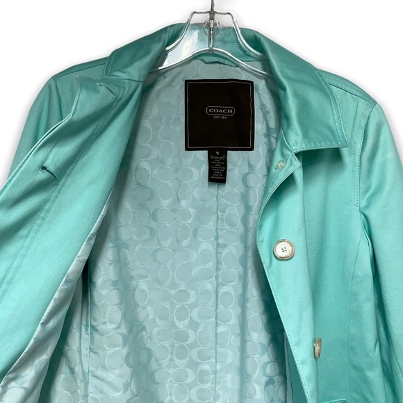 Coach Trench Raincoat Size Small Light Mint - Picture 8 of 10
